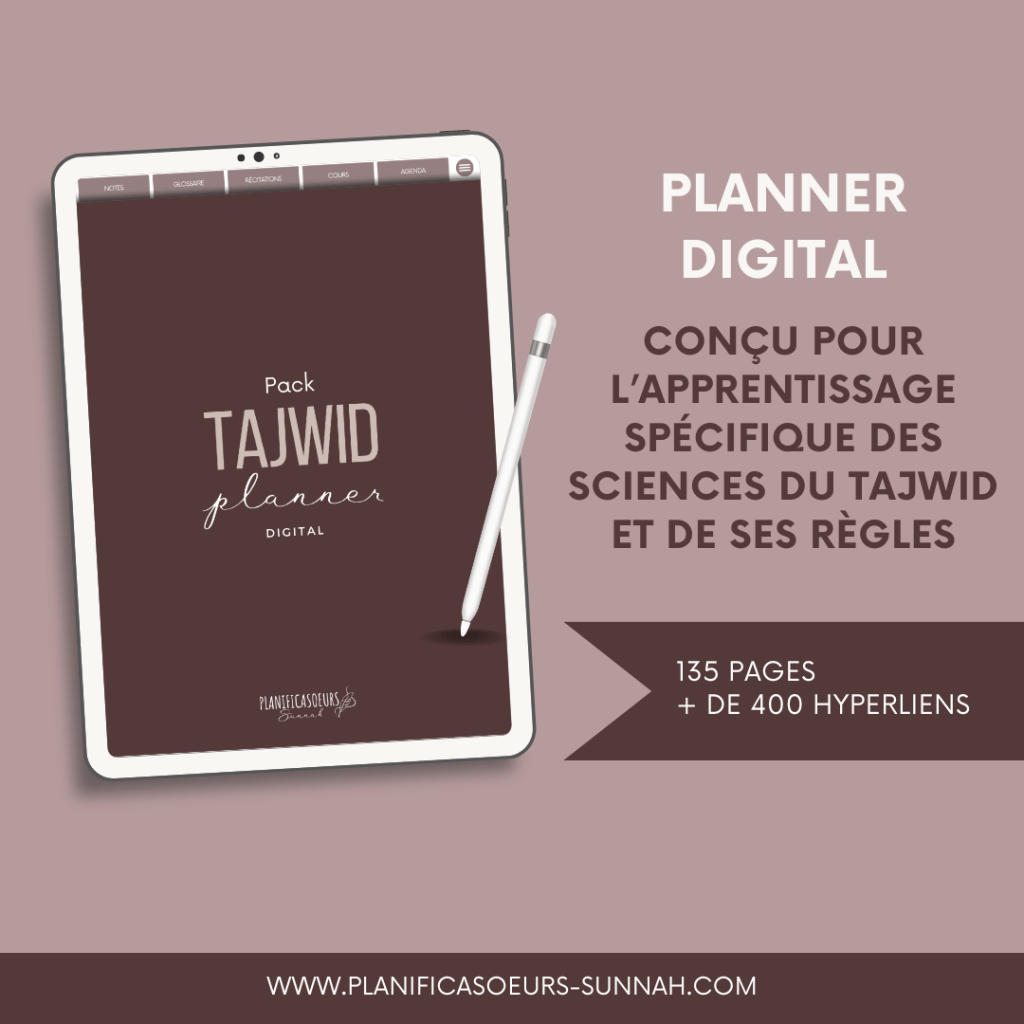 Planner digital français Planificasoeurs sunnah PLANIFICATEUR numérique muslim musulman religieux islamique coran coranique tajwid tajweed