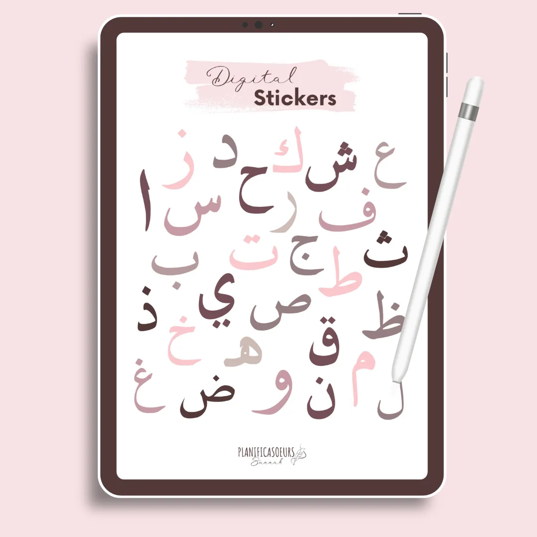 digital planner stickers digitaux numériques planificasoeurs sunnah france français alphabet arabe