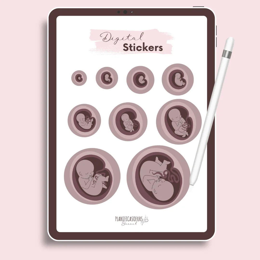 digital planner stickers digitaux numériques planificasoeurs sunnah france français grossesse mois foetus