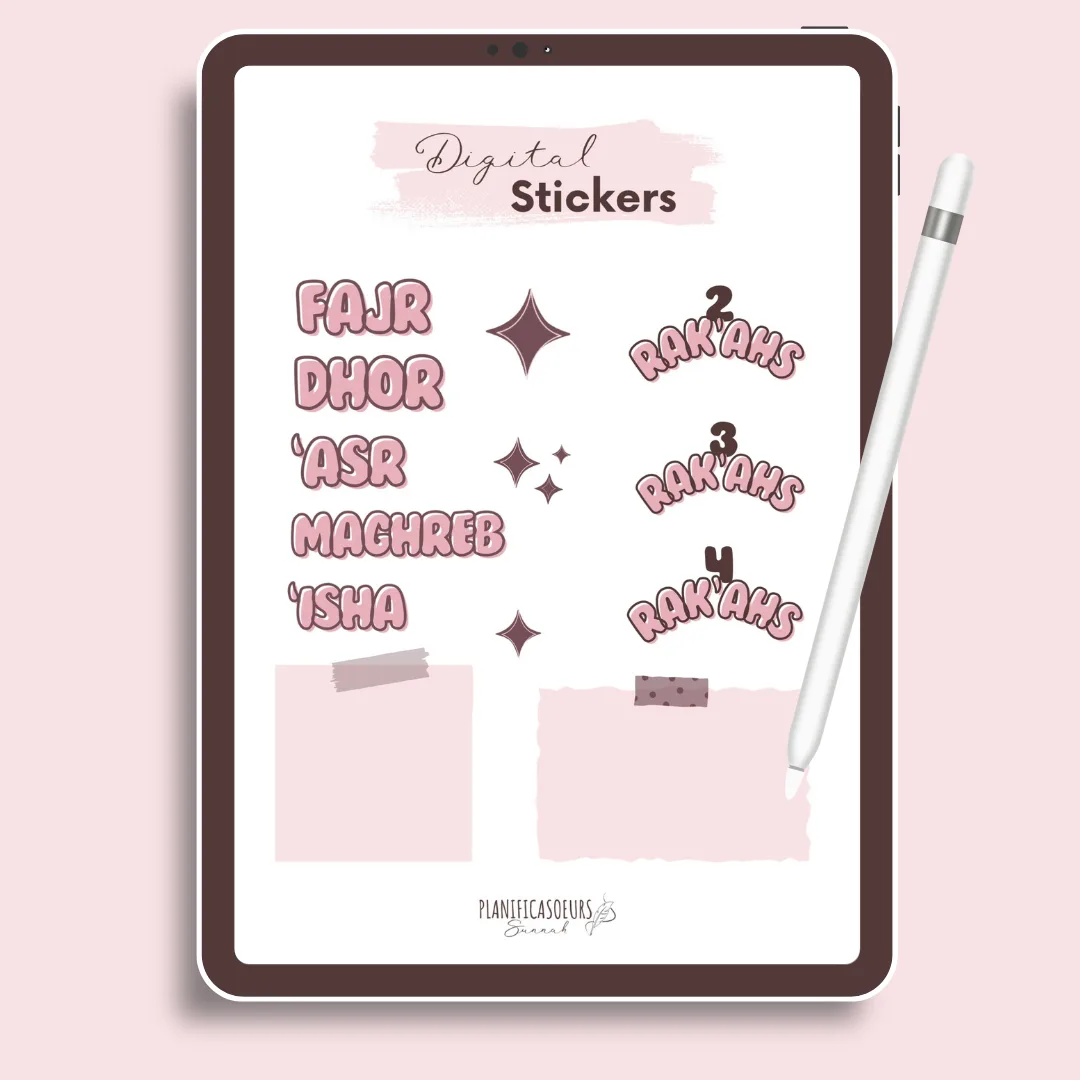 digital planner stickers digitaux numériques planificasoeurs sunnah france français prière salat islamique islam