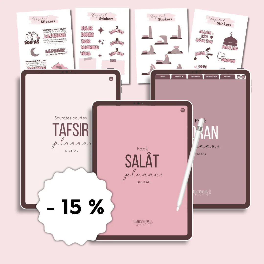 Planner digital français Planificasoeurs sunnah PLANIFICATEUR numérique muslim musulman religieux islamique prière salat récitation