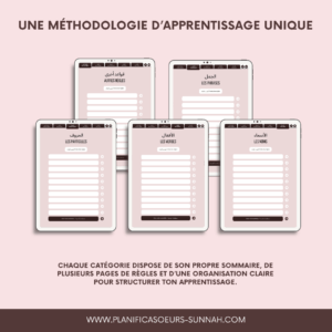 Planner digital français Planificasoeurs sunnah PLANIFICATEUR numérique muslim musulman religieux islamique langue arabe étude apprentissage arabe grammaire nawh al jurrumiyyah fawaid