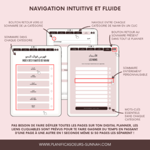 Planner digital français Planificasoeurs sunnah PLANIFICATEUR numérique muslim musulman religieux islamique langue arabe étude apprentissage arabe grammaire nawh al jurrumiyyah fawaid