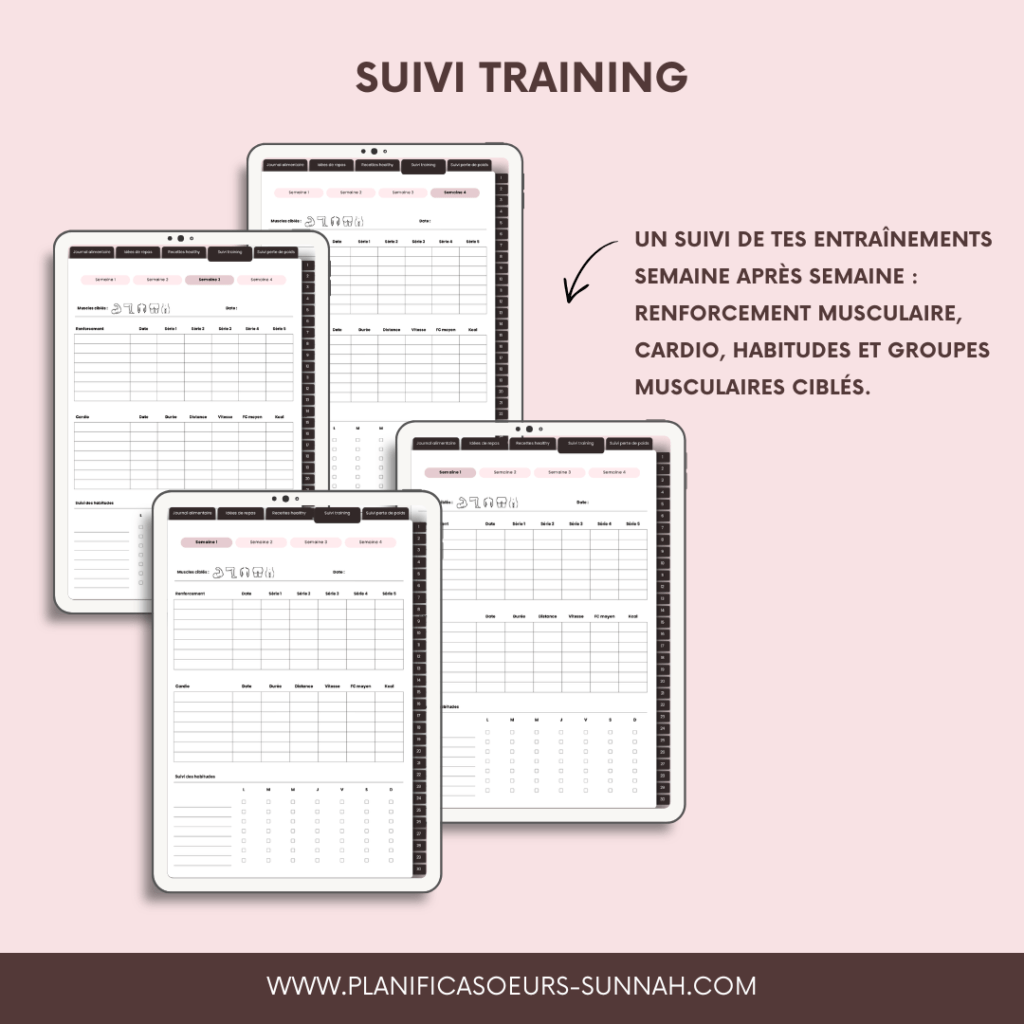 Planner Digital Planificasoeurs Sunnah planner numérique français francophone amanah santé bien-être sport régime recettes Heathy saines journal alimentaire